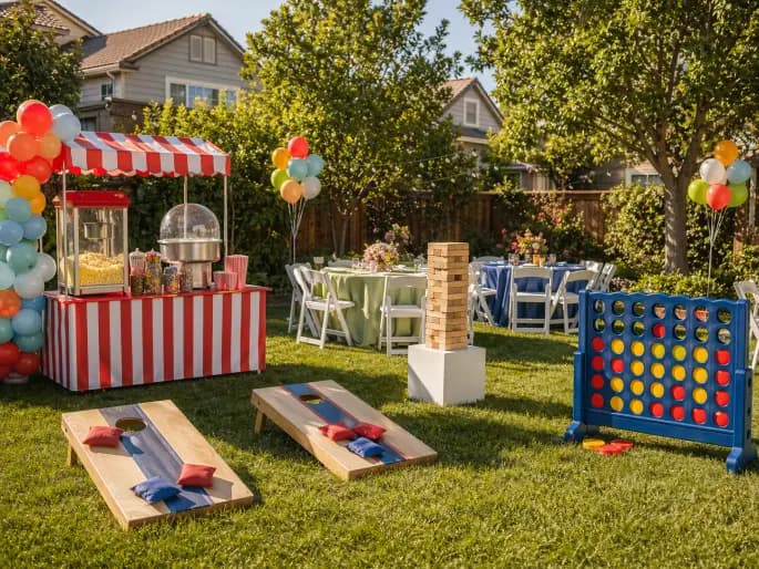 Family party setup with Lollipop Event Rentals in Elk Grove, California