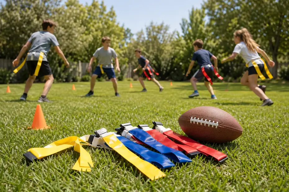 Flag football rental set from Lollipop Event Rentals for backyard and park parties in Folsom, CA