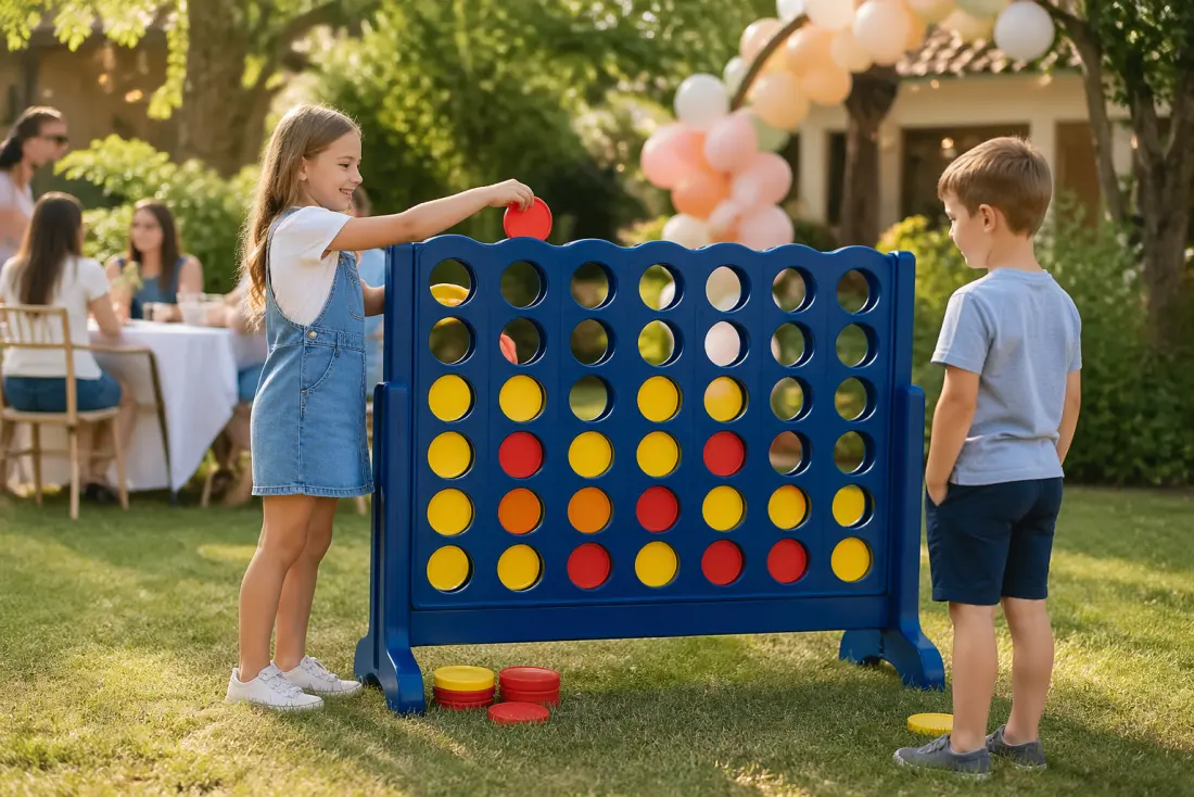 Giant Connect Four game rental from Lollipop Event Rentals, XL and tabletop sizes available in Folsom, CA