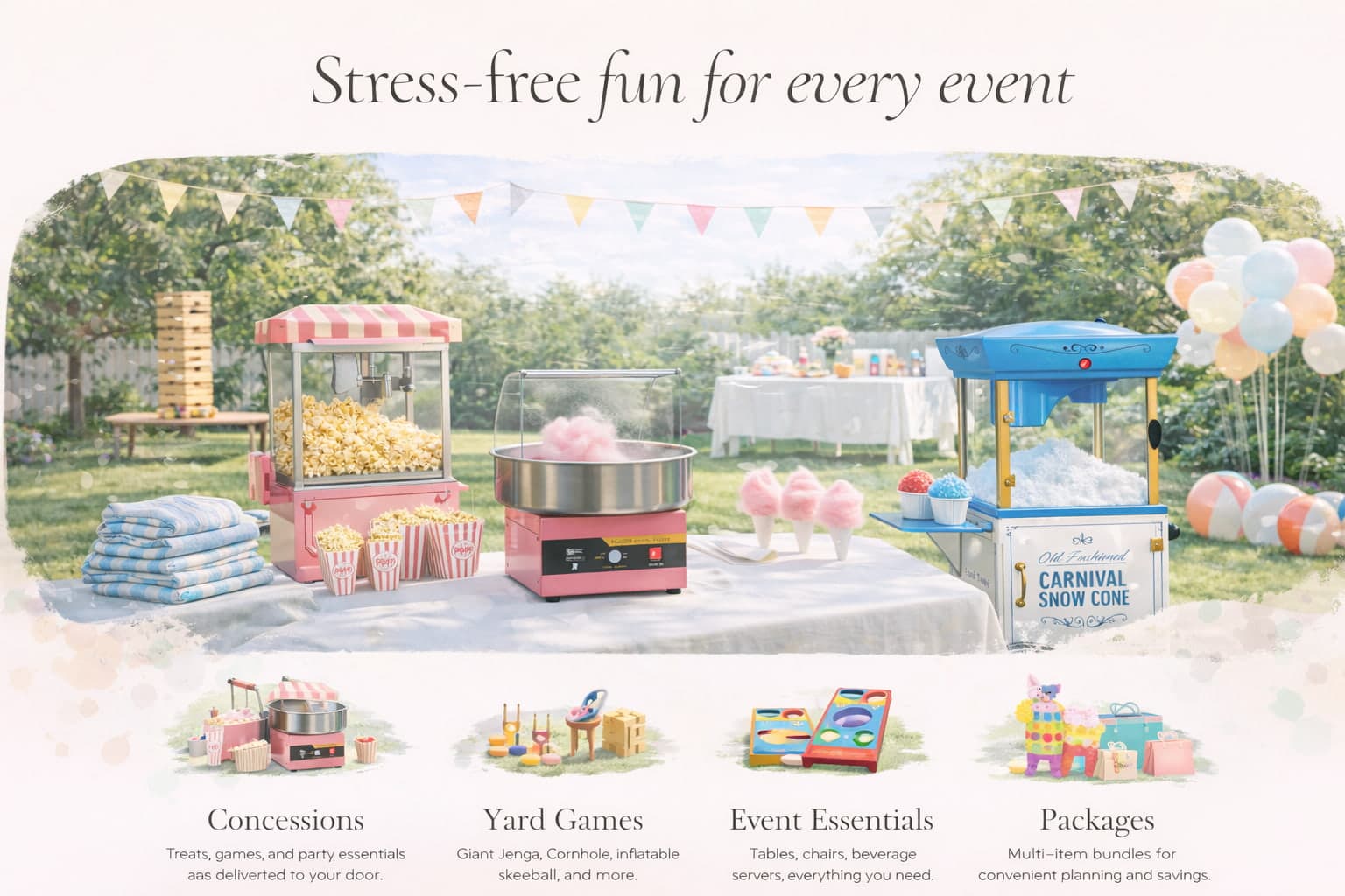 Family-friendly party rental setup from Lollipop Event Rentals in Folsom, California
